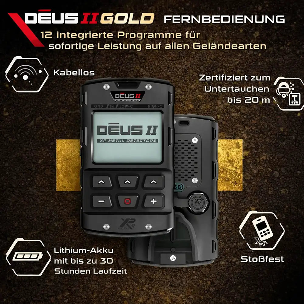 XP Deus 2 Gold HF2 RC WSA ST Metalldetektor mit gratis MI-6 Pinpointer