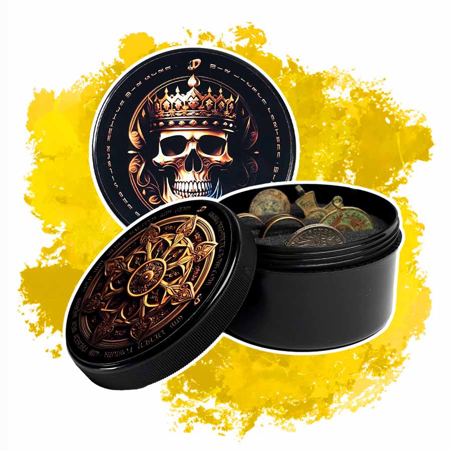 Crazy Detectors - Großes Coinpad für Funde mit Totenkopf und Ornament Motiv