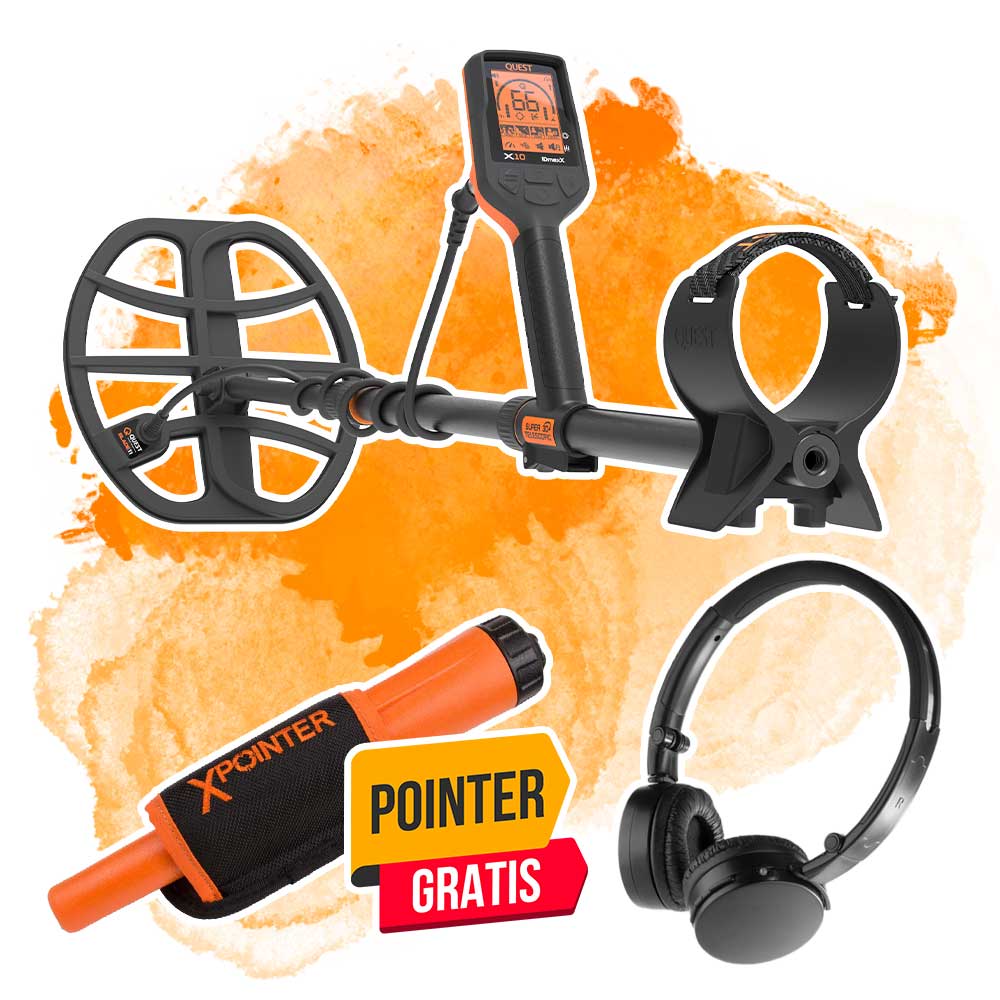 Quest X10 Metalldetektor mit Kopfhörer im Angebot mit gratis XPointer