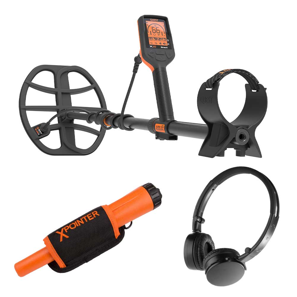 Quest X10 Metalldetektor mit Kopfhörer im Angebot mit gratis XPointer