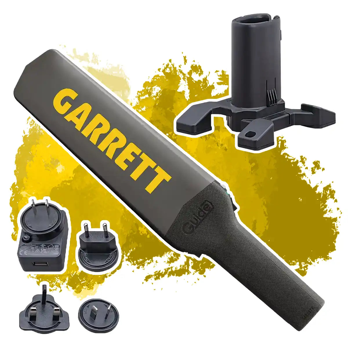Garrett Guide Security Metalldetektor Handscanner mit Ladestation und Steckerset
