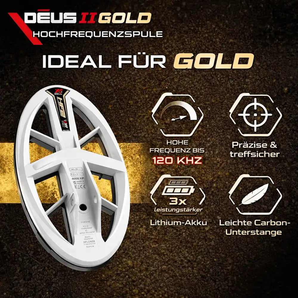 XP Deus 2 Gold HF2 RC WSA ST Metalldetektor mit gratis MI-6 Pinpointer